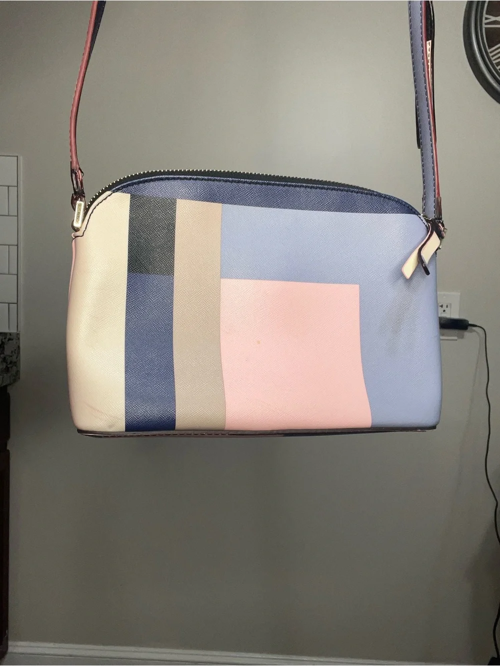kate spade Colorblock Pastel Dome Crossbody in Light Blue, Pink, Cream & Navy